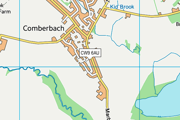 CW9 6AU map - OS VectorMap District (Ordnance Survey)