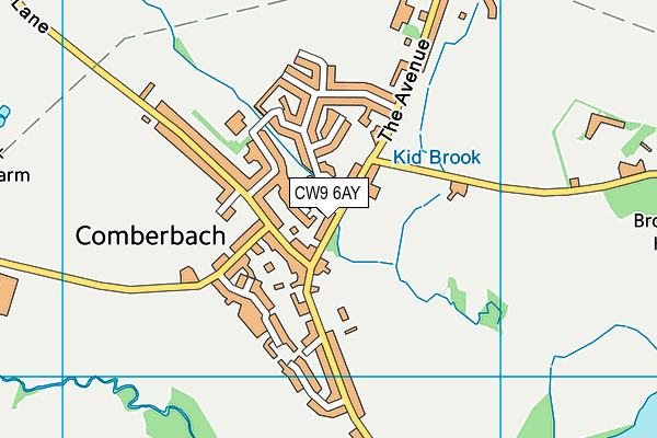 CW9 6AY map - OS VectorMap District (Ordnance Survey)