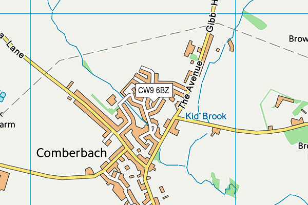 CW9 6BZ map - OS VectorMap District (Ordnance Survey)