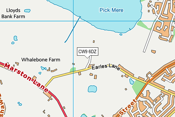 CW9 6DZ map - OS VectorMap District (Ordnance Survey)