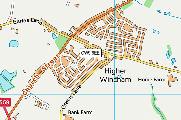 CW9 6EE map - OS VectorMap District (Ordnance Survey)