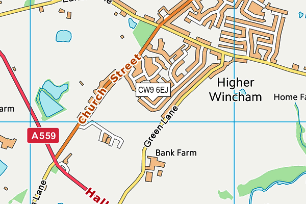 CW9 6EJ map - OS VectorMap District (Ordnance Survey)