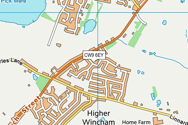 CW9 6EY map - OS VectorMap District (Ordnance Survey)