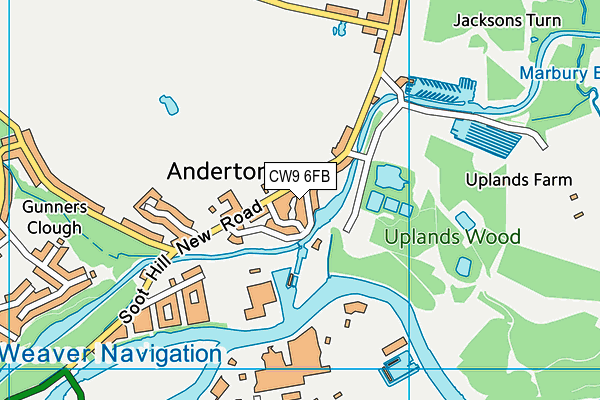 CW9 6FB map - OS VectorMap District (Ordnance Survey)