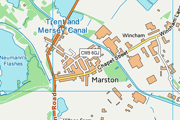 CW9 6GJ map - OS VectorMap District (Ordnance Survey)