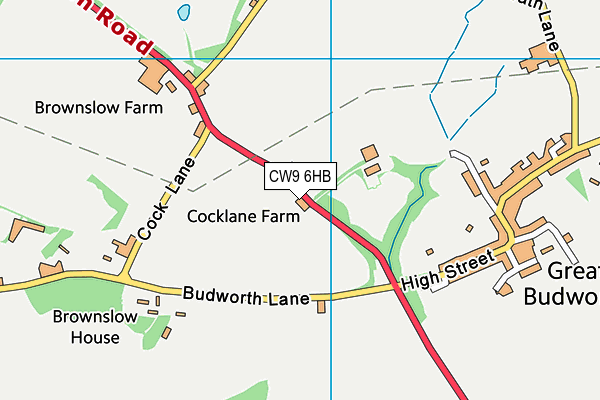 CW9 6HB map - OS VectorMap District (Ordnance Survey)