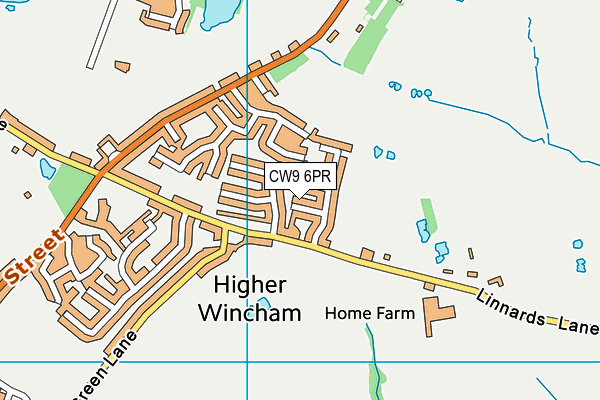 CW9 6PR map - OS VectorMap District (Ordnance Survey)