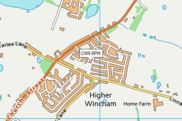 CW9 6PW map - OS VectorMap District (Ordnance Survey)