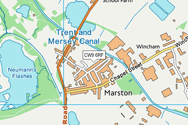 CW9 6RF map - OS VectorMap District (Ordnance Survey)