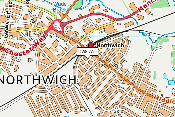 CW9 7AD map - OS VectorMap District (Ordnance Survey)