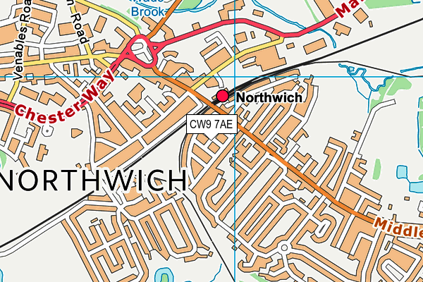 CW9 7AE map - OS VectorMap District (Ordnance Survey)