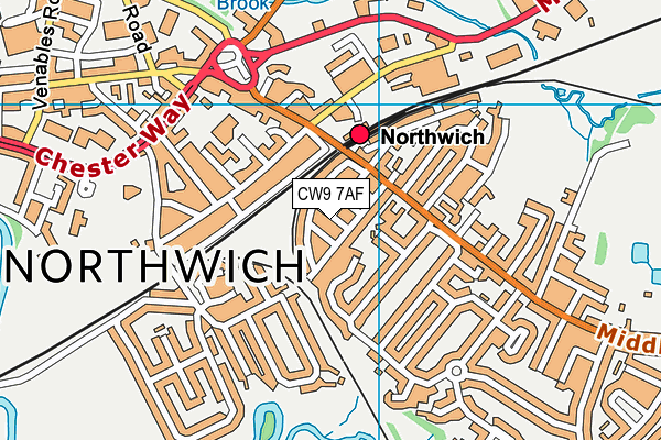 CW9 7AF map - OS VectorMap District (Ordnance Survey)