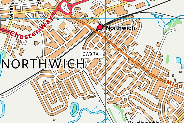 CW9 7AH map - OS VectorMap District (Ordnance Survey)