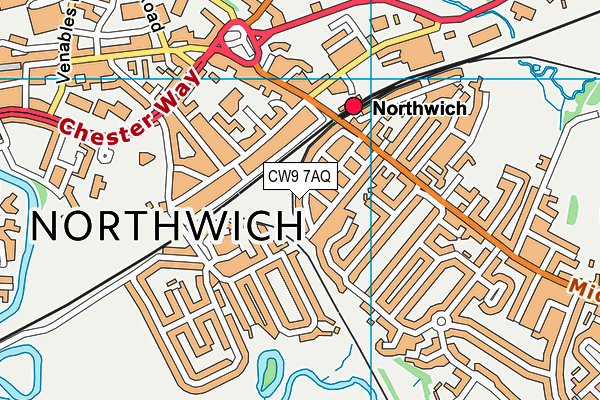 CW9 7AQ map - OS VectorMap District (Ordnance Survey)