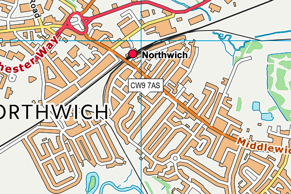 CW9 7AS map - OS VectorMap District (Ordnance Survey)