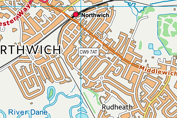 CW9 7AT map - OS VectorMap District (Ordnance Survey)