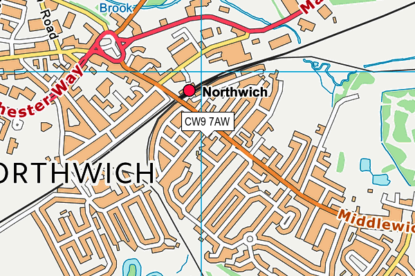 CW9 7AW map - OS VectorMap District (Ordnance Survey)