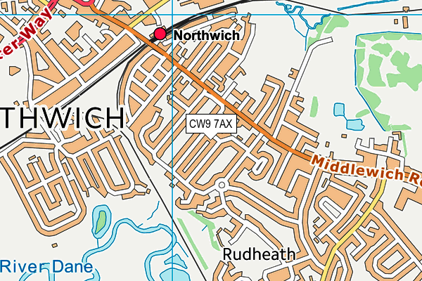 CW9 7AX map - OS VectorMap District (Ordnance Survey)