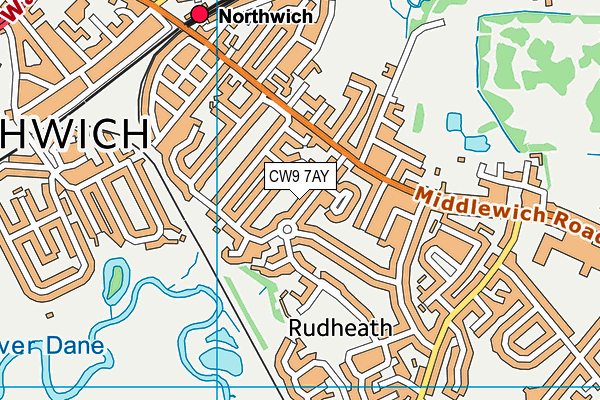 CW9 7AY map - OS VectorMap District (Ordnance Survey)