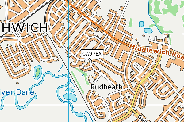 CW9 7BA map - OS VectorMap District (Ordnance Survey)