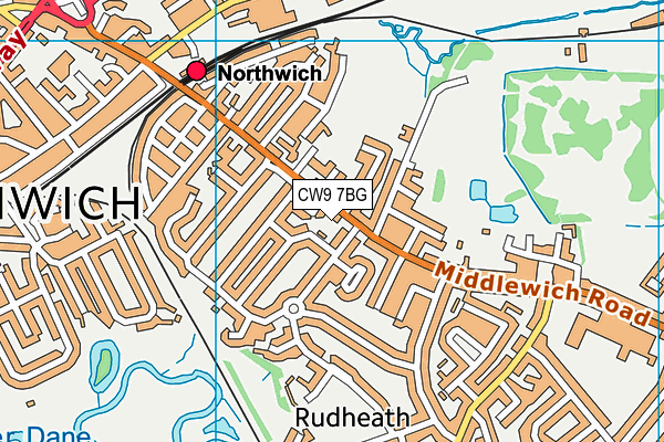 CW9 7BG map - OS VectorMap District (Ordnance Survey)