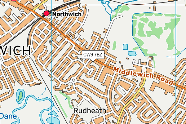 CW9 7BZ map - OS VectorMap District (Ordnance Survey)