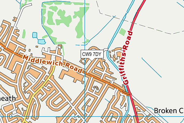 CW9 7DY map - OS VectorMap District (Ordnance Survey)