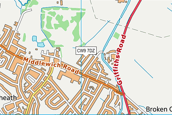 CW9 7DZ map - OS VectorMap District (Ordnance Survey)