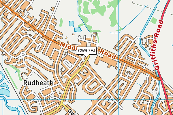 CW9 7EJ map - OS VectorMap District (Ordnance Survey)