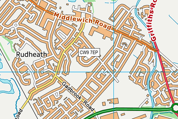 CW9 7EP map - OS VectorMap District (Ordnance Survey)