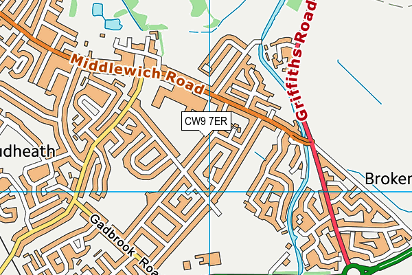 CW9 7ER map - OS VectorMap District (Ordnance Survey)