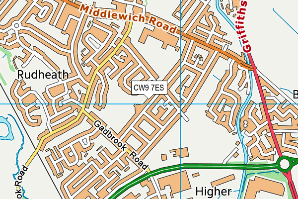 CW9 7ES map - OS VectorMap District (Ordnance Survey)