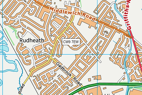 CW9 7EW map - OS VectorMap District (Ordnance Survey)