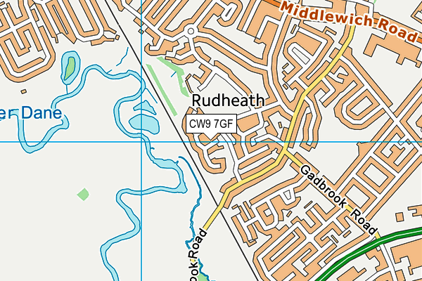 CW9 7GF map - OS VectorMap District (Ordnance Survey)