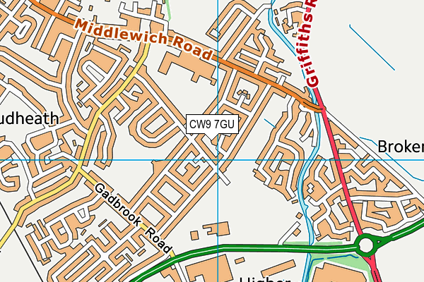 CW9 7GU map - OS VectorMap District (Ordnance Survey)