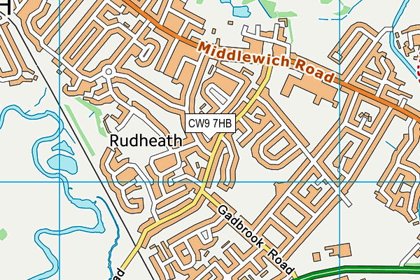 CW9 7HB map - OS VectorMap District (Ordnance Survey)