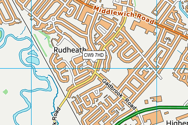 CW9 7HD map - OS VectorMap District (Ordnance Survey)