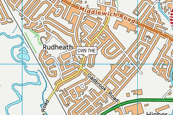 CW9 7HE map - OS VectorMap District (Ordnance Survey)