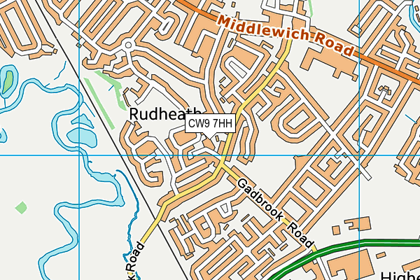 CW9 7HH map - OS VectorMap District (Ordnance Survey)