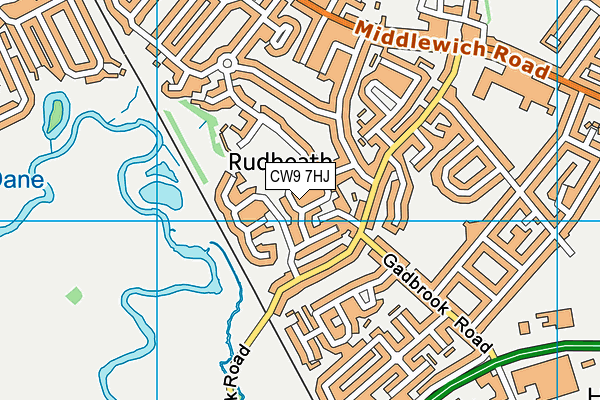 CW9 7HJ map - OS VectorMap District (Ordnance Survey)