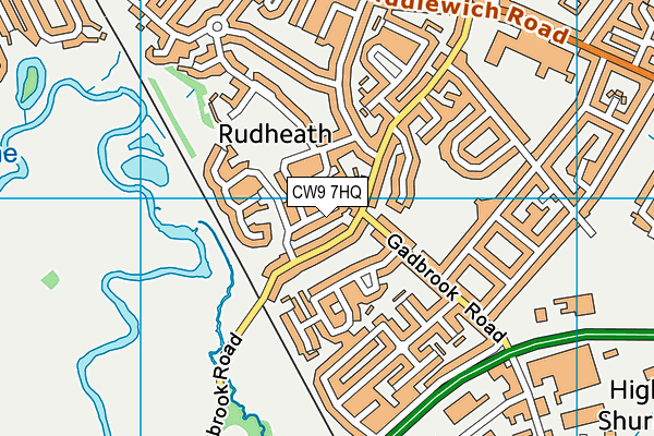 CW9 7HQ map - OS VectorMap District (Ordnance Survey)