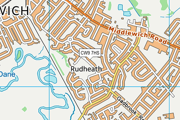 CW9 7HS map - OS VectorMap District (Ordnance Survey)