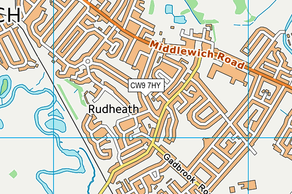 CW9 7HY map - OS VectorMap District (Ordnance Survey)