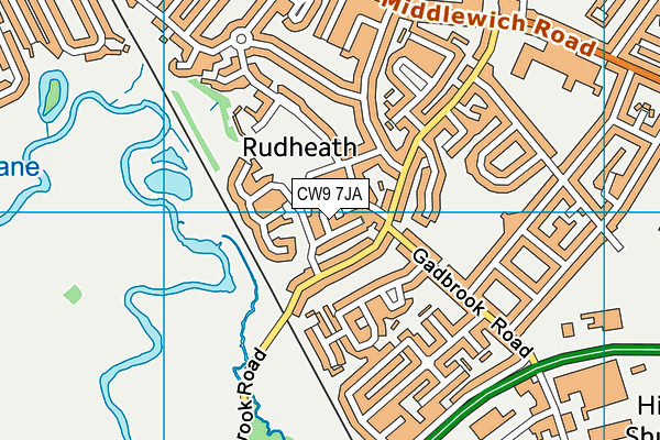 CW9 7JA map - OS VectorMap District (Ordnance Survey)