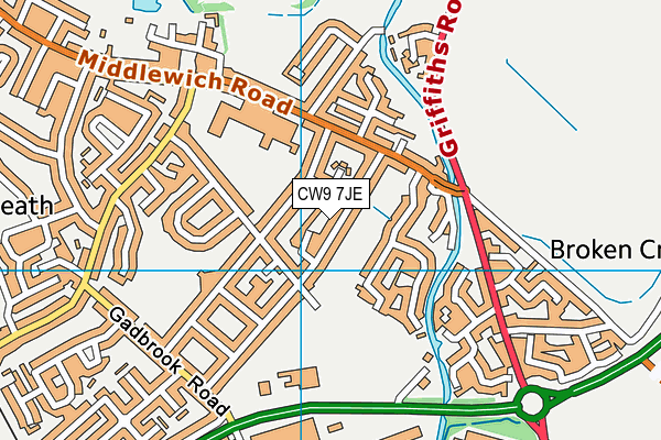 CW9 7JE map - OS VectorMap District (Ordnance Survey)