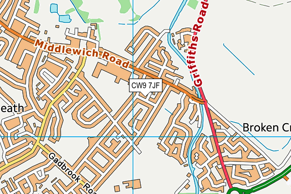 CW9 7JF map - OS VectorMap District (Ordnance Survey)