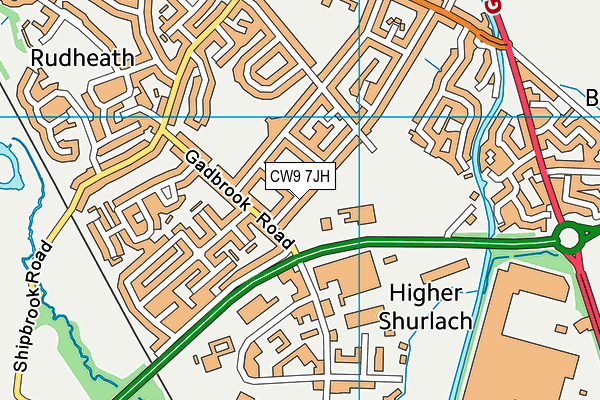 CW9 7JH map - OS VectorMap District (Ordnance Survey)