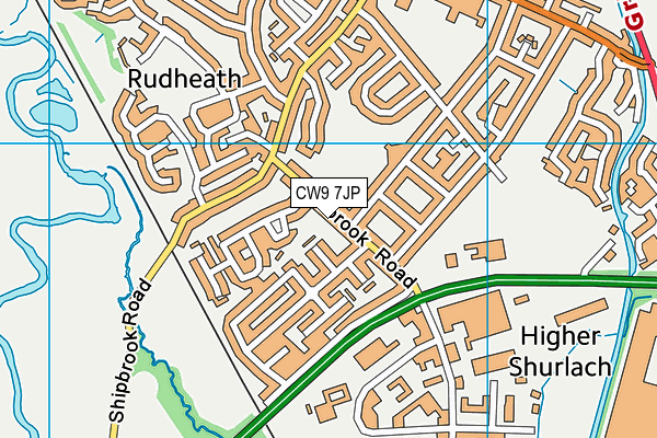 CW9 7JP map - OS VectorMap District (Ordnance Survey)