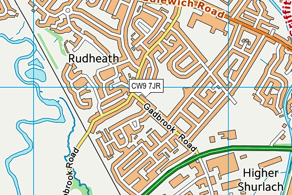 CW9 7JR map - OS VectorMap District (Ordnance Survey)