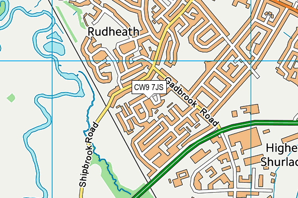 CW9 7JS map - OS VectorMap District (Ordnance Survey)